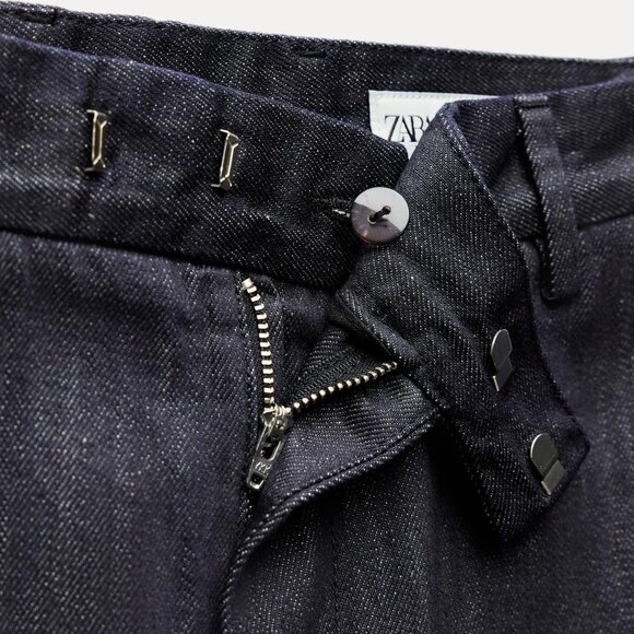 ZARA ZW LONG DENIM SHORTS in RINSE Sz Small NWT - Picture 7 of 8